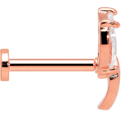 16G 5/16 Clear CZ Gem Rose Gold Tone Leaf Internal Thread Labret