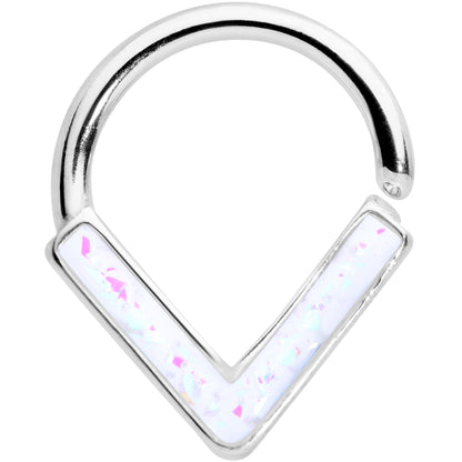 16G 5/16 White Faux Opal Chevron Cartilage Closure Ring