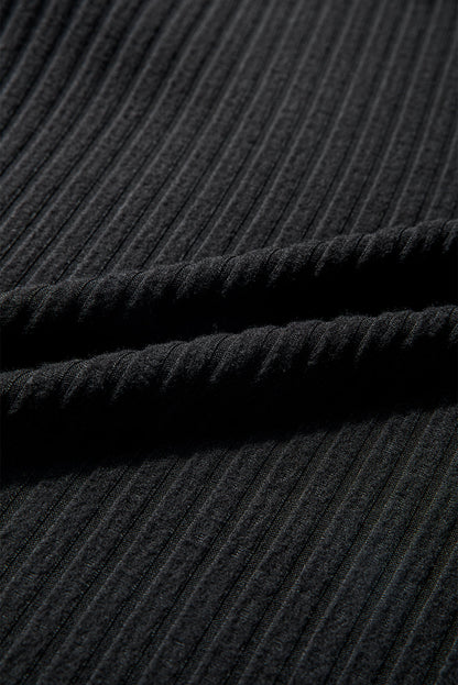 Solid Ribbed Knit Textured Round Neck Top