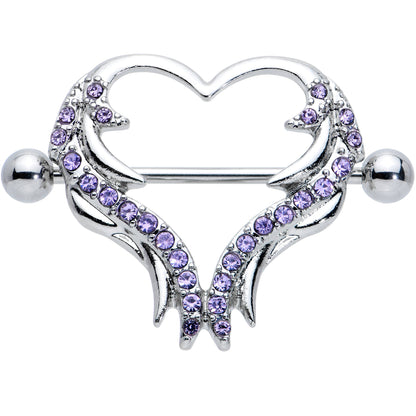 14G 3/4 Purple Gem Rock and Roll Heart Nipple Shield Set