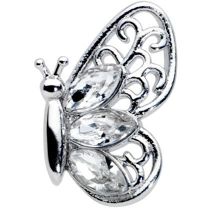 16G 5/16 Clear Gem Lacy Butterfly Labret Monroe Tragus