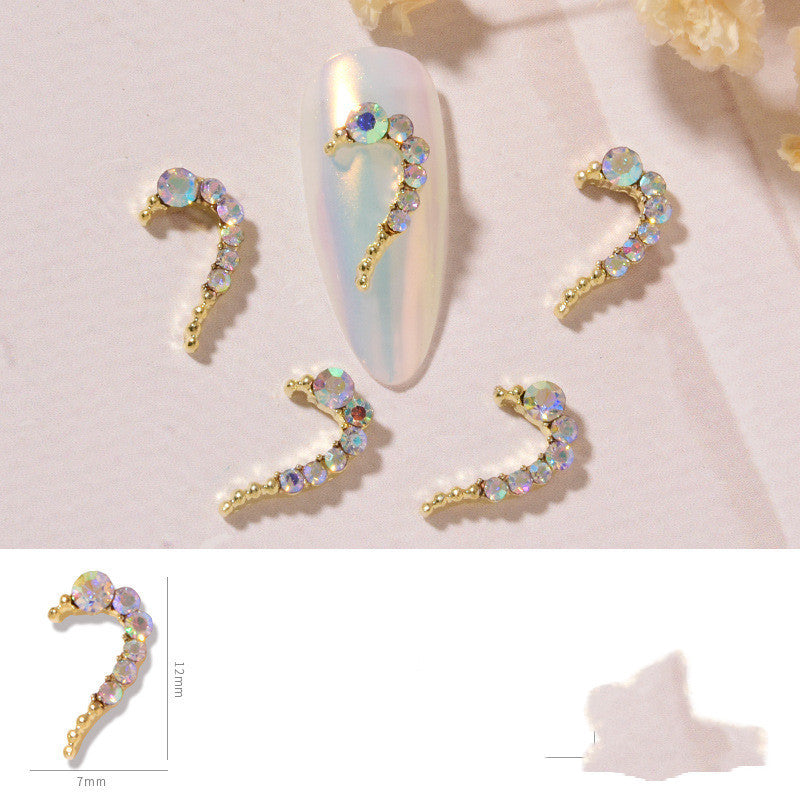 DIY Heart Alloy Rhinestone Nail Decorations