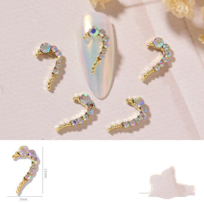 DIY Heart Alloy Rhinestone Nail Decorations