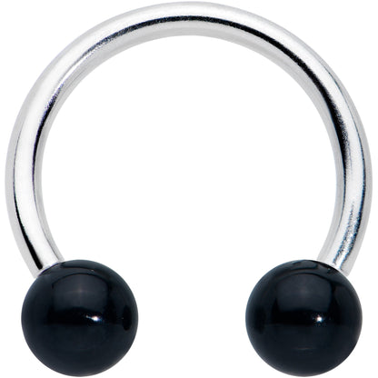 16G 3/8 Black Stone Ball End Internally Threaded Horseshoe