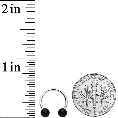 16G 3/8 Black Stone Ball End Internally Threaded Horseshoe