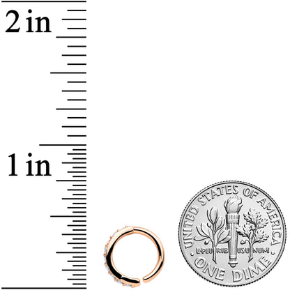 16G 5/16 Clear CZ Gem Rose Gold Tone Forward Facing Closure Ring