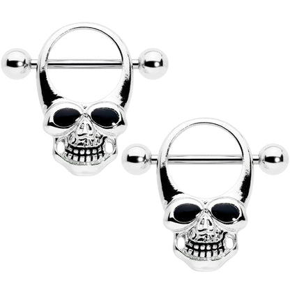 14G 1/2 Grinning Skull Halloween Nipple Shield Set