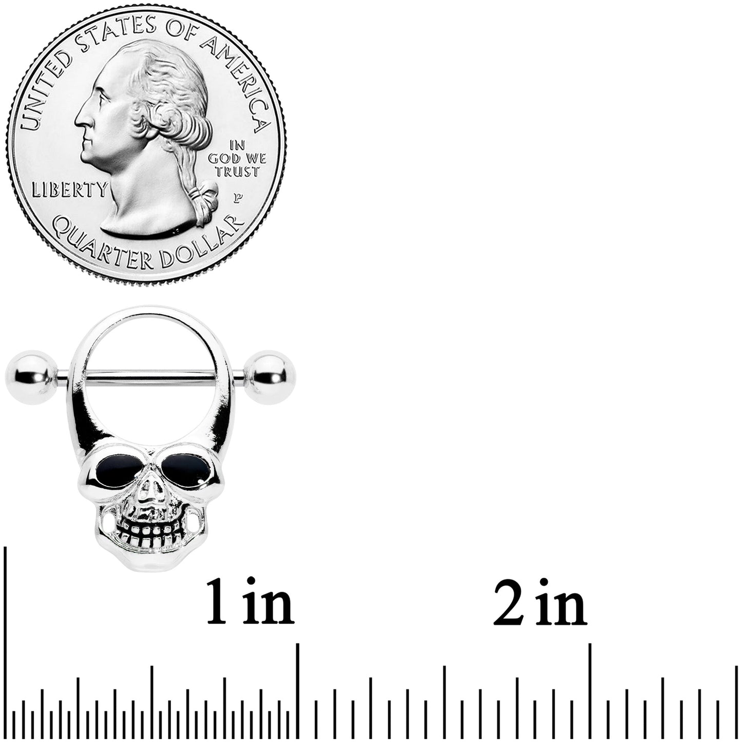 14G 1/2 Grinning Skull Halloween Nipple Shield Set