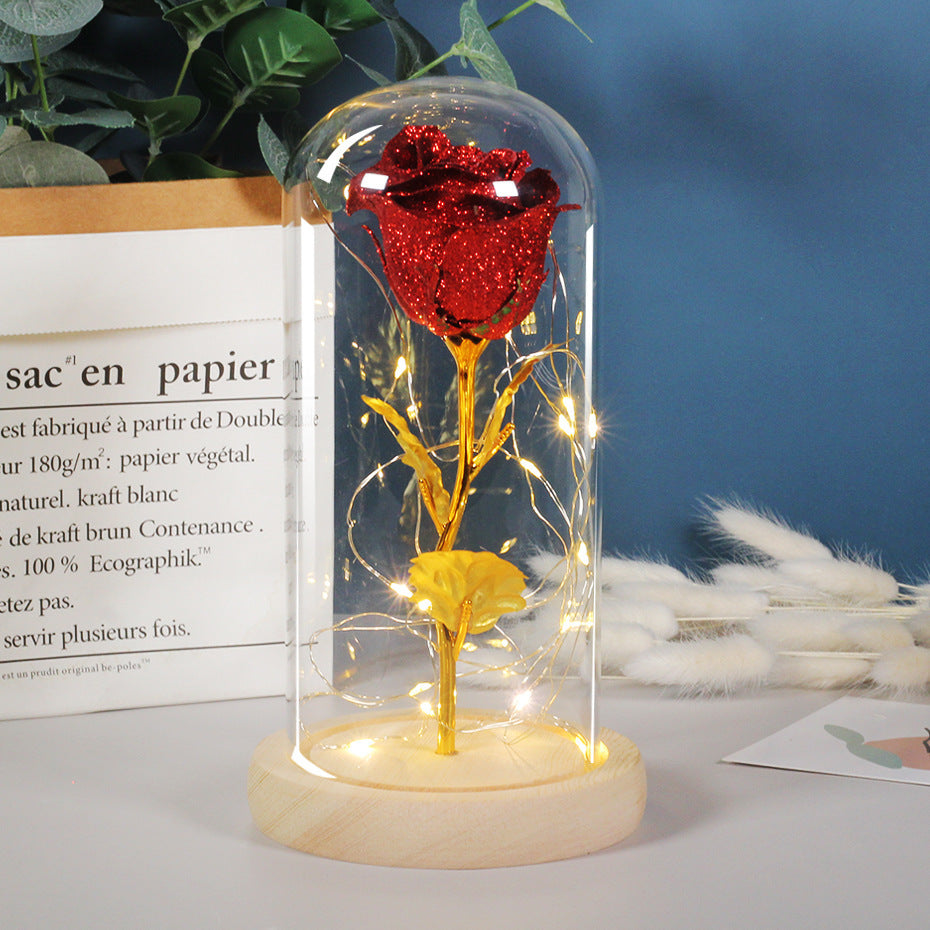 Eternal Rose with LED Light in Glass Cover
