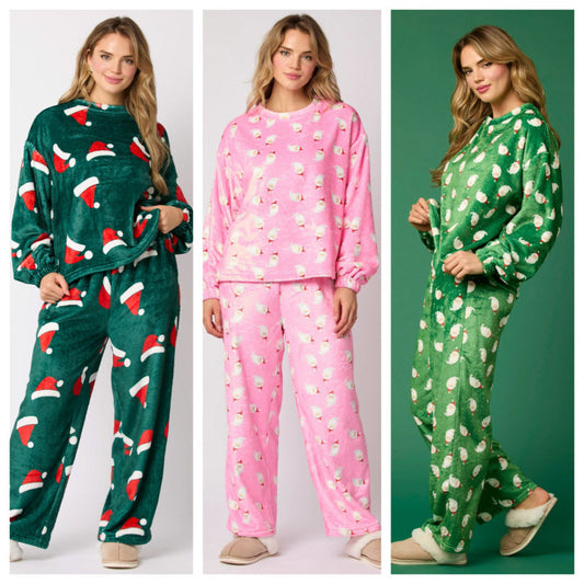 2024 Women's Santa Flannel Pajama Set