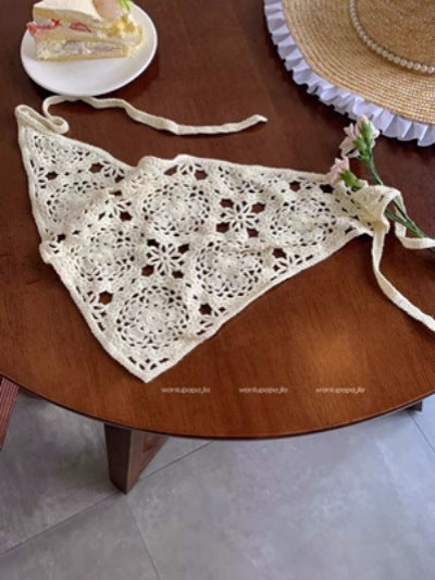 Hand-Knitted Triangular Headcloth Sweet Style