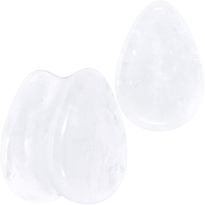 White Cloudy Quartz Drop Saddle Plug Set