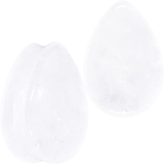 White Cloudy Quartz Drop Saddle Plug Set