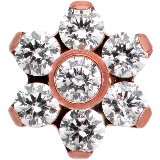 16G 5/16 Clear CZ Gem Rose Gold Hue G23 Titanium Flower Labret