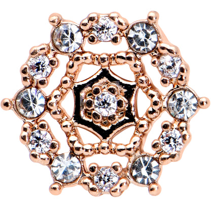 16G 5/16 Clear CZ Gem Rose Gold Tone Geometric Web Labret Tragus
