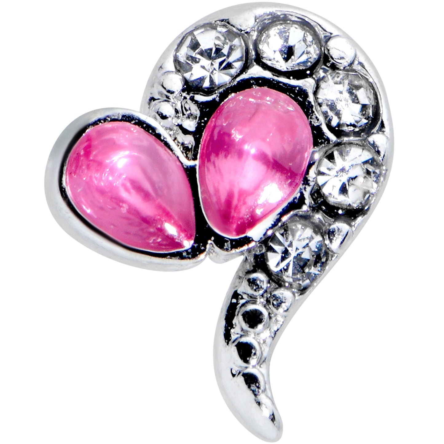 16G 1/4 Clear Pink Gem Curve Heart Valentines Day Cartilage Tragus