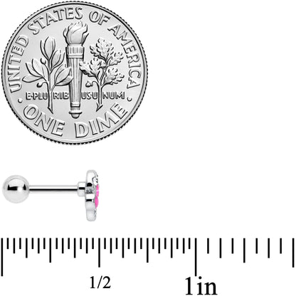 16G 1/4 Clear Pink Gem Curve Heart Valentines Day Cartilage Tragus