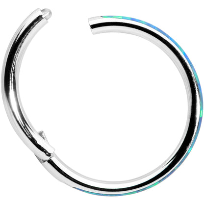 16G 3/8 Blue Synthetic Opal Sleek Forward Facing Segment Ring