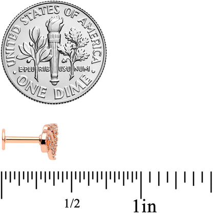 16G 1/4 Clear CZ Gem Rosy Infinity Heart Cartilage Labret Tragus