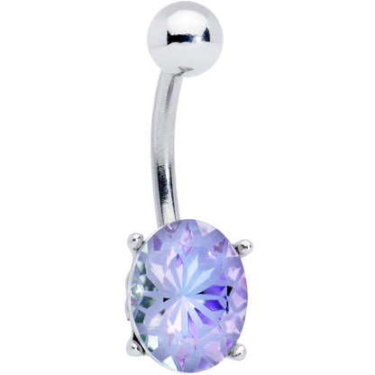 Purple Gem Oval Flower Mandala Stylish Elegance Belly Ring