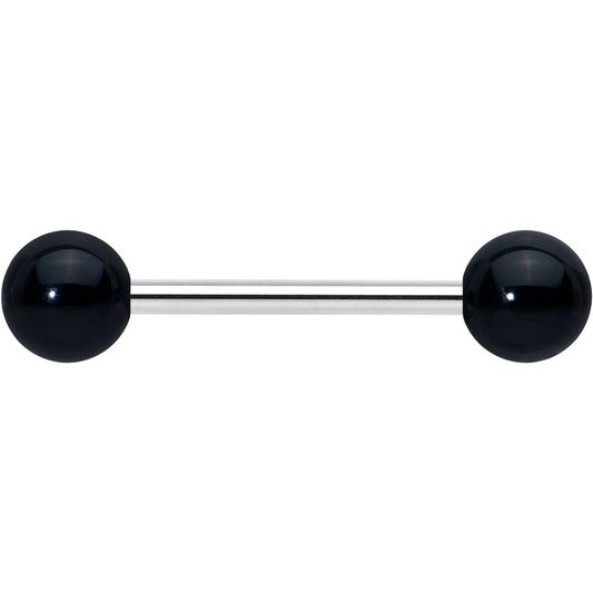 Elegant Black Agate Barbell Tongue Ring
