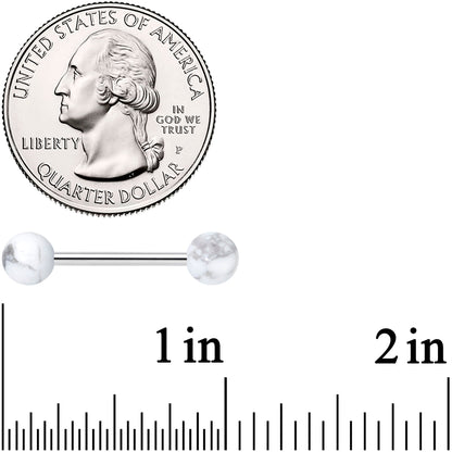 Elegant White Howlite Barbell Tongue Ring