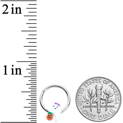 16G 3/8 Trick or Treat Bow Ghost Halloween Hinged Segment Ring