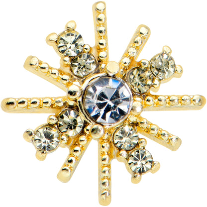 20G 7mm Clear Gem Gold Tone Star Christmas L Shape Nose Ring