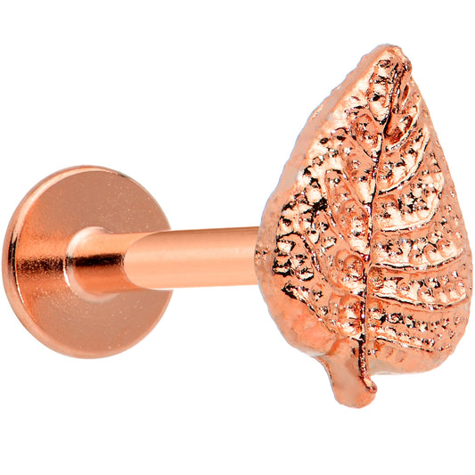 16G 5/16 Rose Gold Tone Autumn Textured Leaf Labret Monroe Tragus