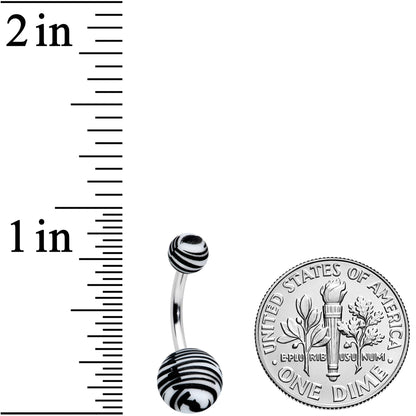 Matte White Zebra Stripe Belly Ring