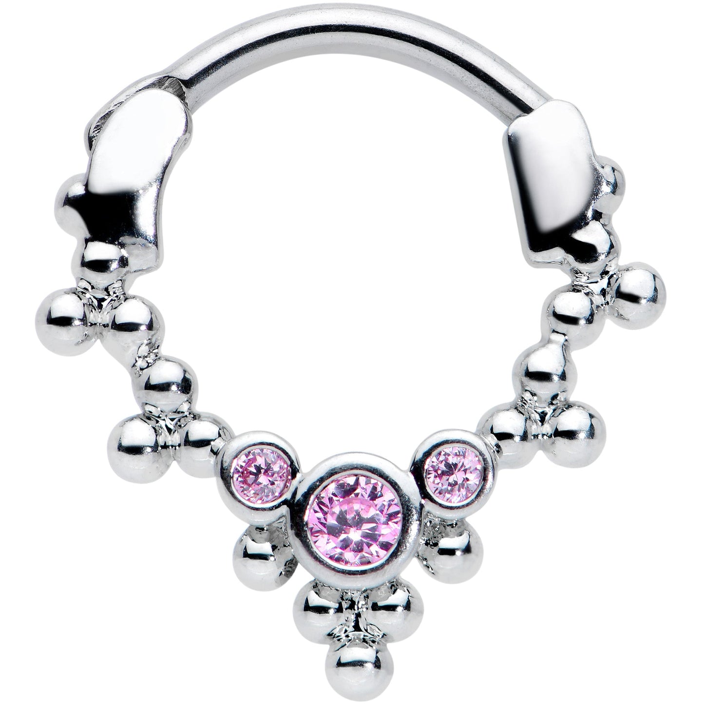 16G 5/16 Pink CZ Gem Princess Cartilage Clicker