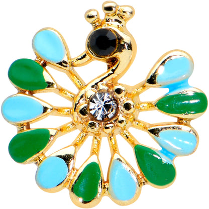 16G 5/16 Clear Black Gem Gold Tone Pretty Peacock Labret Tragus