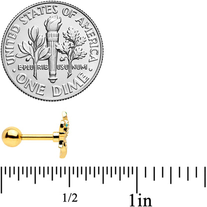 16G 1/4 Clear CZ Gem Gold Tone Heart Butterfly Cartilage Tragus