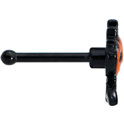 20G 1/4 Black Dancing Skeleton Pumpkin Halloween Nose Bone