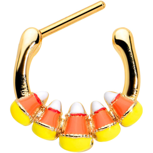16G 5/16 Gold Tone Candy Corn Halloween Cartilage Clicker