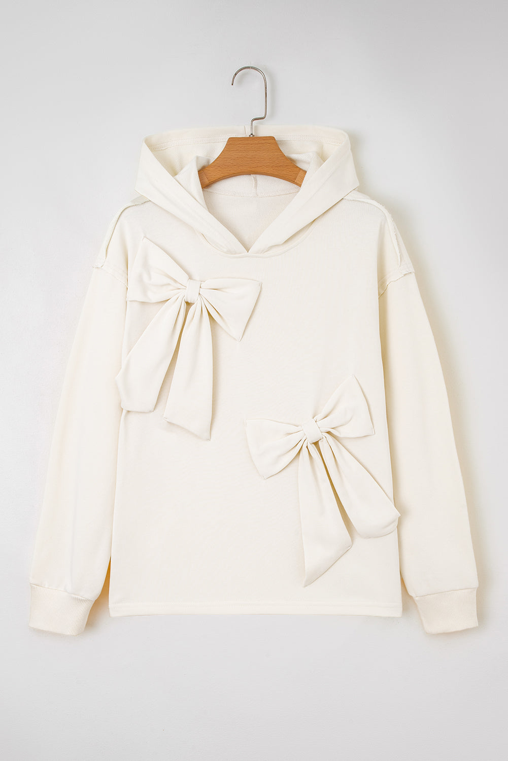 Solid Bow Tie Long Sleeve Hoodie