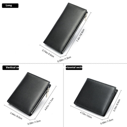 Handmade Cowhide Men's Zip Wallet Anti-theft