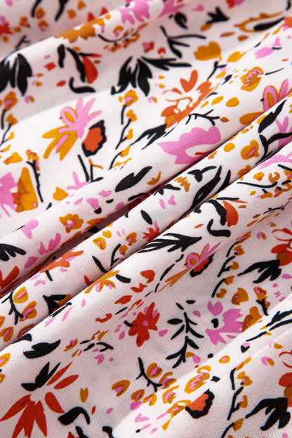 Floral Boho Half Sleeve V‑Neck Maxi Dress