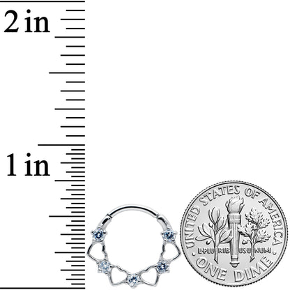 16G 3/8 Clear CZ Gem Open Heart Valentines Cartilage Clicker