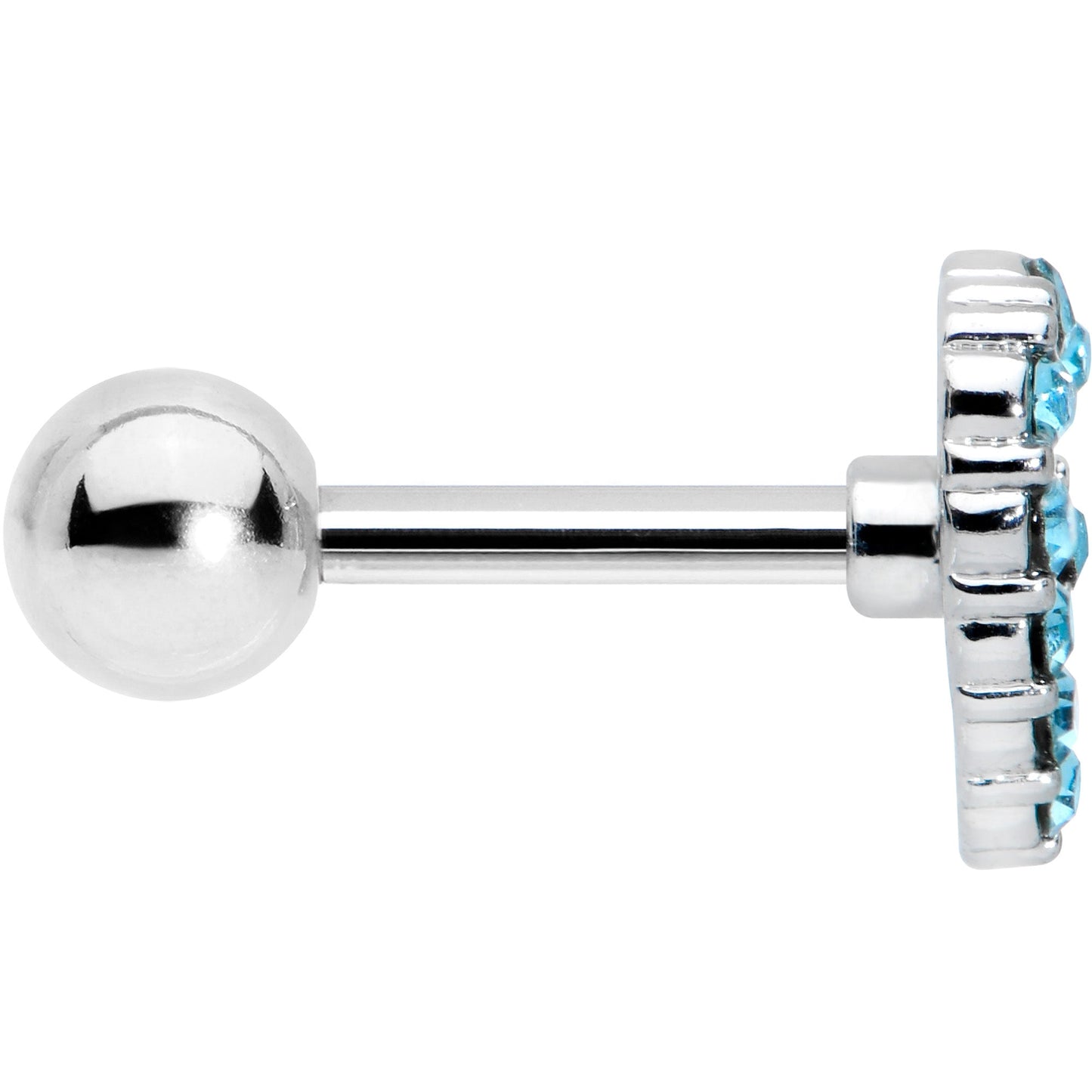 16G 1/4 Blue Gem Floral Hollow Heart Cartilage Tragus Earring