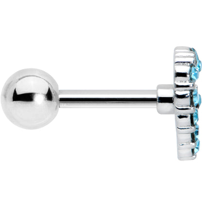 16G 1/4 Blue Gem Floral Hollow Heart Cartilage Tragus Earring