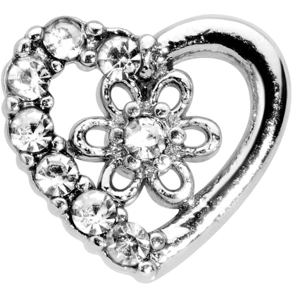 16G 1/4 Clear Gem Floral Hollow Heart Cartilage Tragus Earring