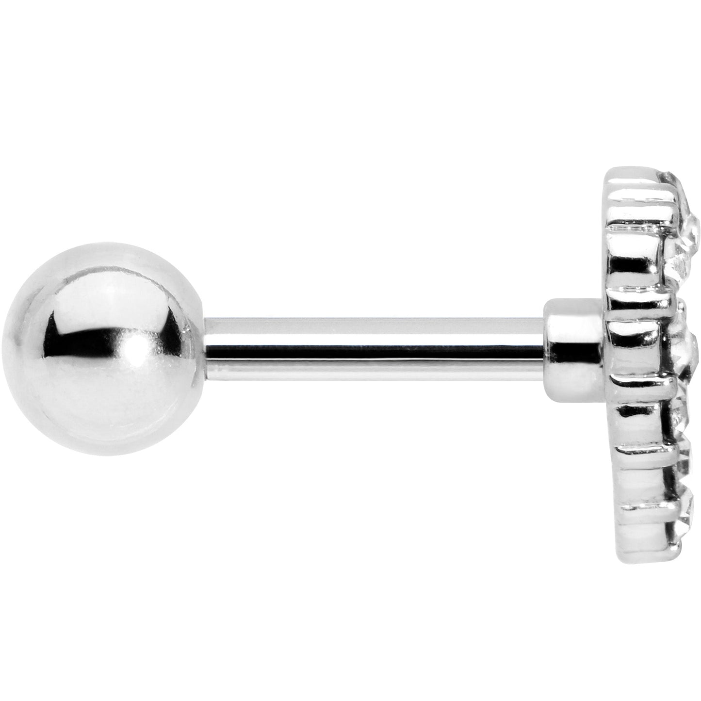 16G 1/4 Clear Gem Floral Hollow Heart Cartilage Tragus Earring