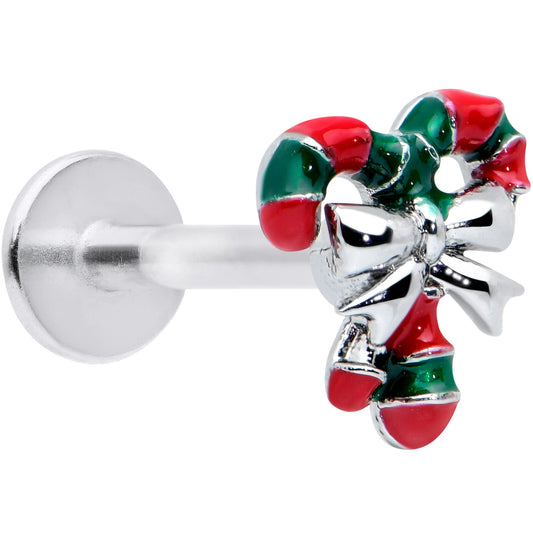 16G 5/16 Pair of Candy Canes Christmas Labret Monroe Tragus