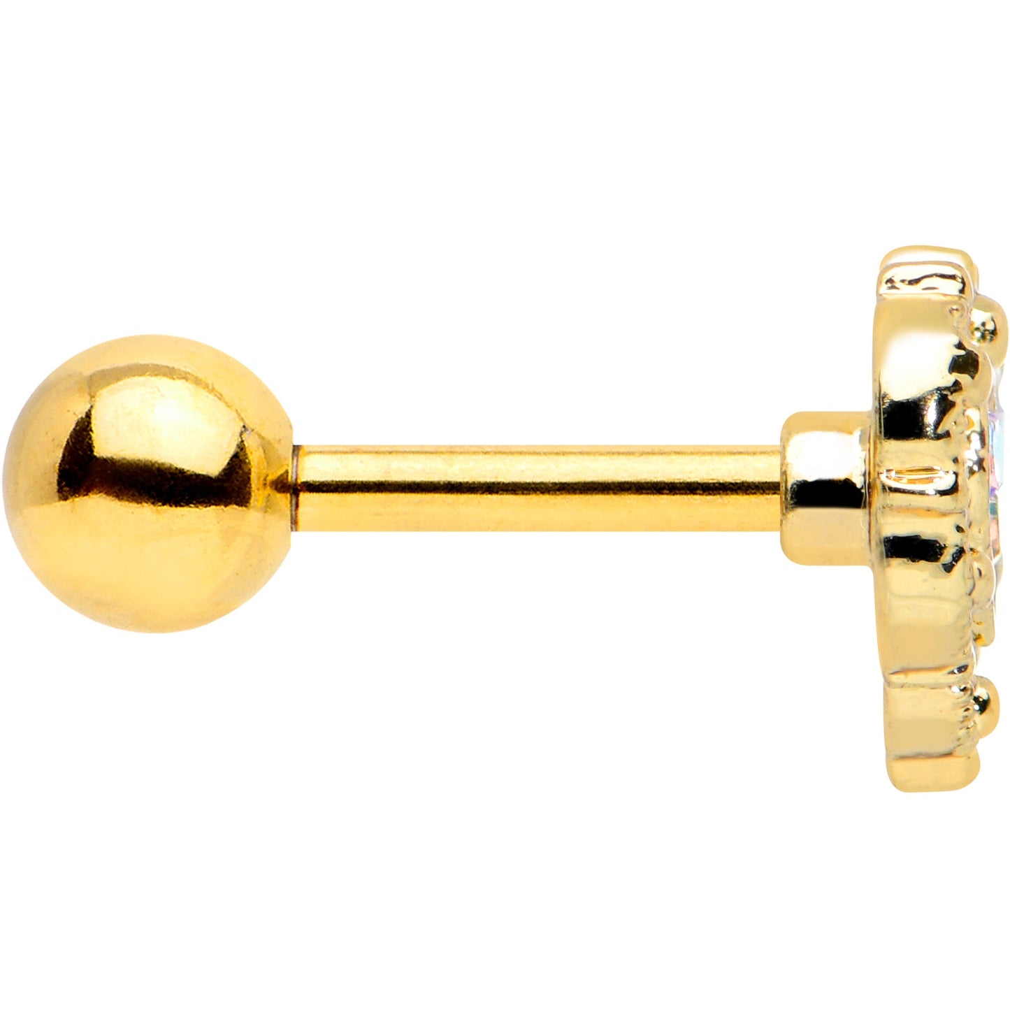 16G 1/4 Aurora Gem Gold Tone Baroque Heart Cartilage Tragus