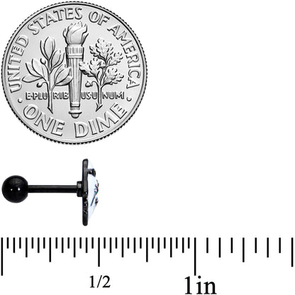 16G 1/4 Black Hipster Ghost Halloween Tragus Cartilage Earring