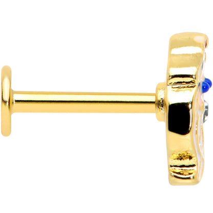 16G 5/16 Clear Gem Gold Tone Santa Christmas Labret Monroe Tragus