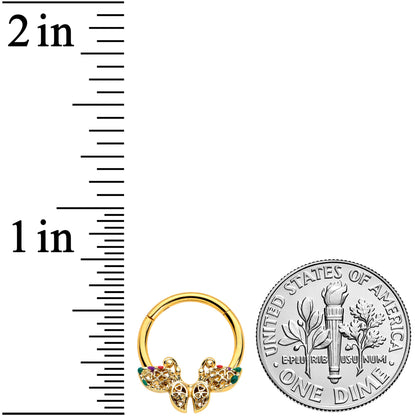 16G 3/8 Gold Tone Open Heart Butterfly Hinged Segment Ring