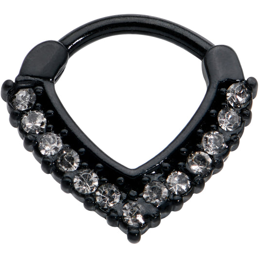 16G 5/16 Clear CZ Gem Black Classic Chevron Cartilage Clicker