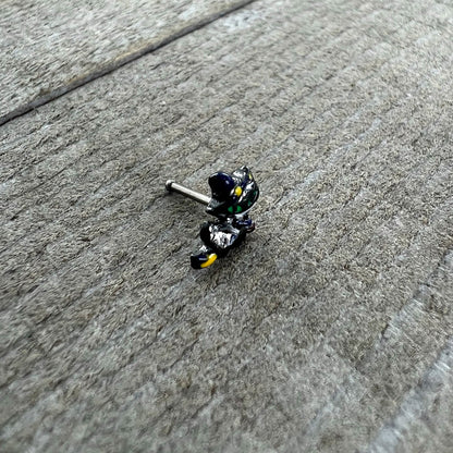 20G 1/4 Witch Flying Cat Halloween Nose Bone